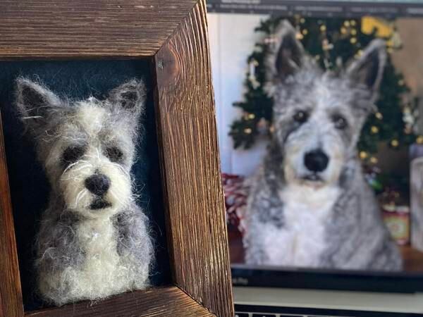 Adorables retratos de cachorros en 3D hechos con aguja y fieltro