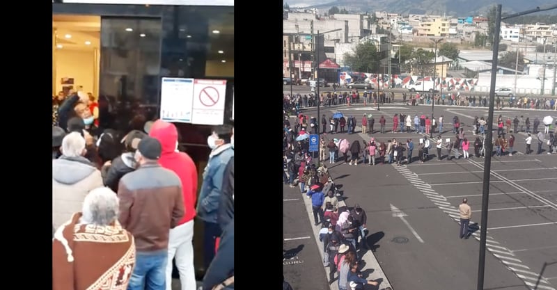 Afiliados hacen largas filas para obtener un turno en el IESS Quito Sur