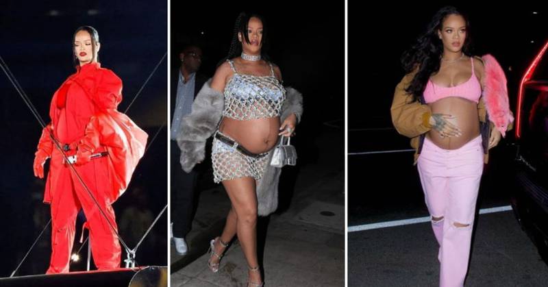 A Rihanna en su primer embarazo no le importó usar atrevidas prendas ajustadas