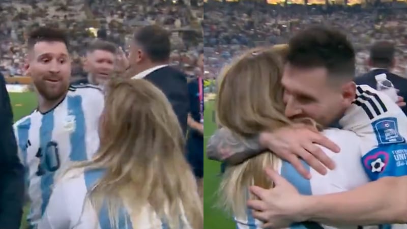 Abrazo de Leo Messi a la cocinera de la selección Argentina
