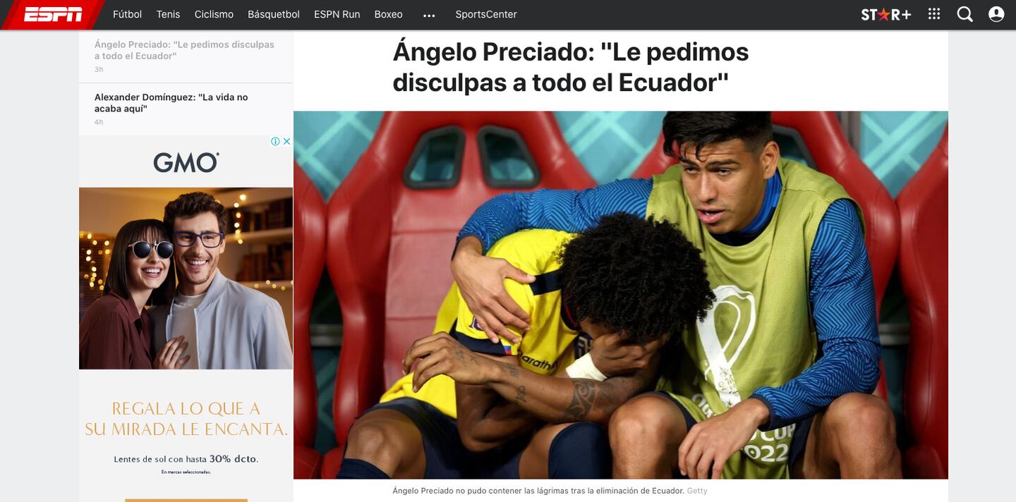 Tras la eliminación del Mundial de Qatar 2022, Ángelo Preciado le pide disculpas a todo el Ecuador.