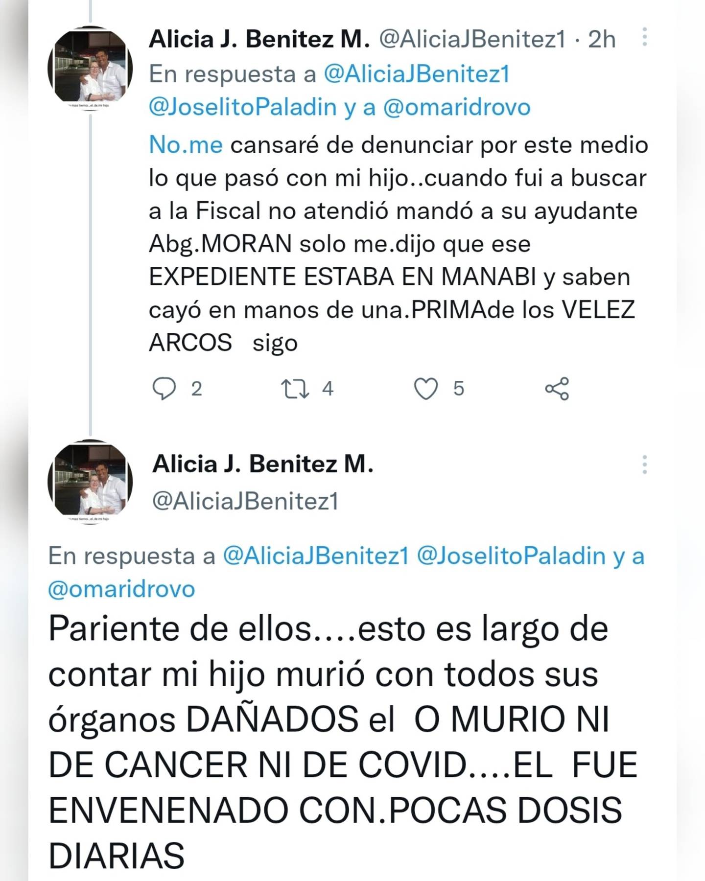 Tuits de madre de Carlos Luis Morales