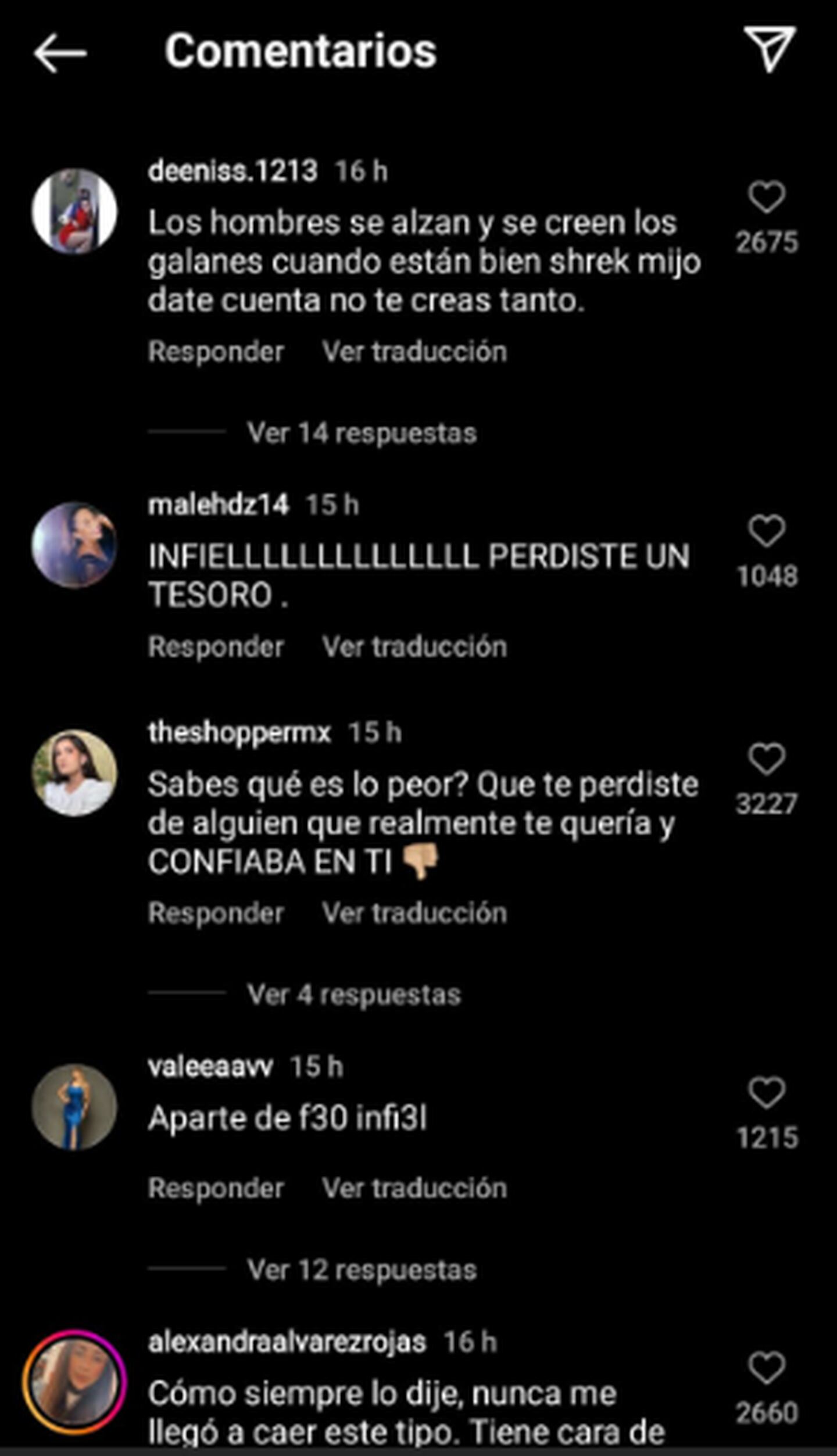 Comentarios de hate que le han dejado a Omar Núñez en sus redes