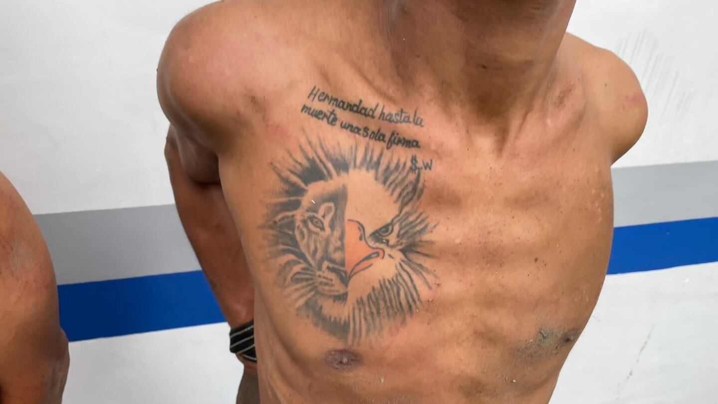 Ejército Ecuatoriano muestra como luce uno de los tatuajes que portan los miembros de organizaciones terroristas.