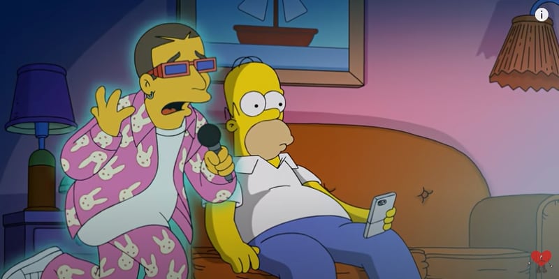 Bad Bunny en video musical con Los Simpson