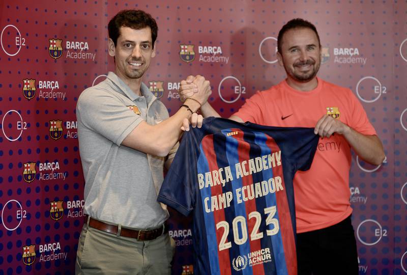 Pau López, Project Executive BARÇA Academy para América y Diego Sarrade, Director de EI2, Partner Oficial de Barça Academy Ecuador.