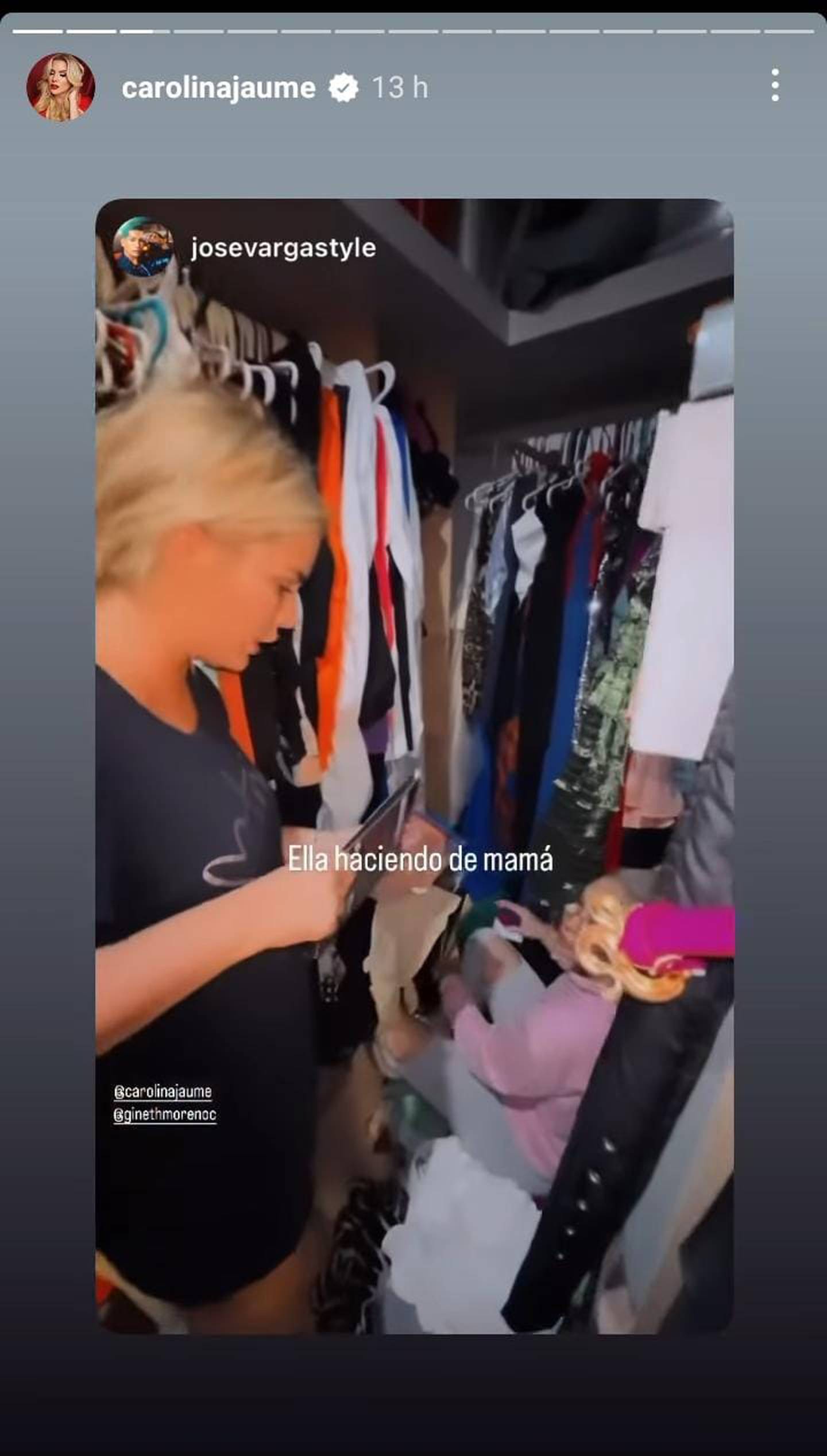 "Carolina Jaume shows off her wardrobe on Instagram".