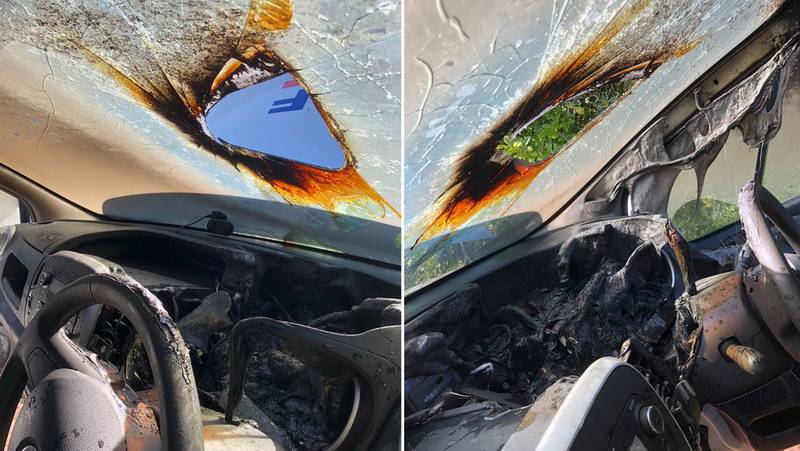 Lentes de sol provocaron incendio en un auto
