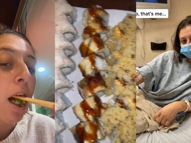 Del tenedor libre al hospital: mujer comió 32 rolls de diferentes tipos de sushi y terminó internada