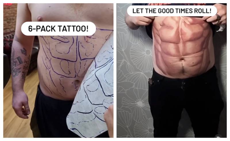 Joven se tatuó los abdominales. “Fue el pedido más inusual”. dijo el tatuador.