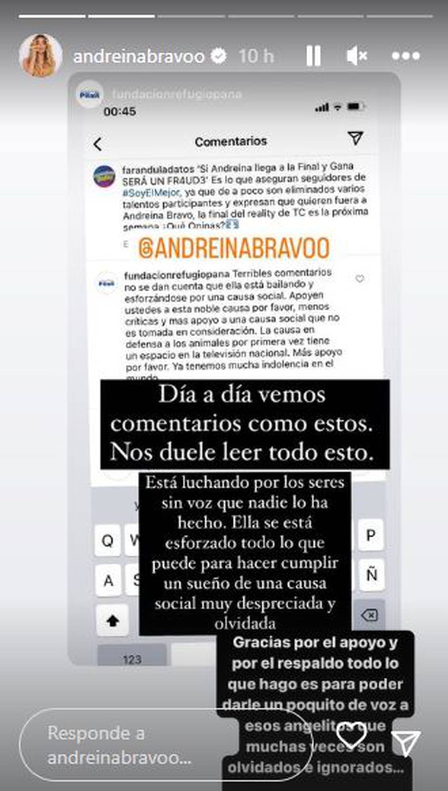 Captura de Instagram Andreina Bravo