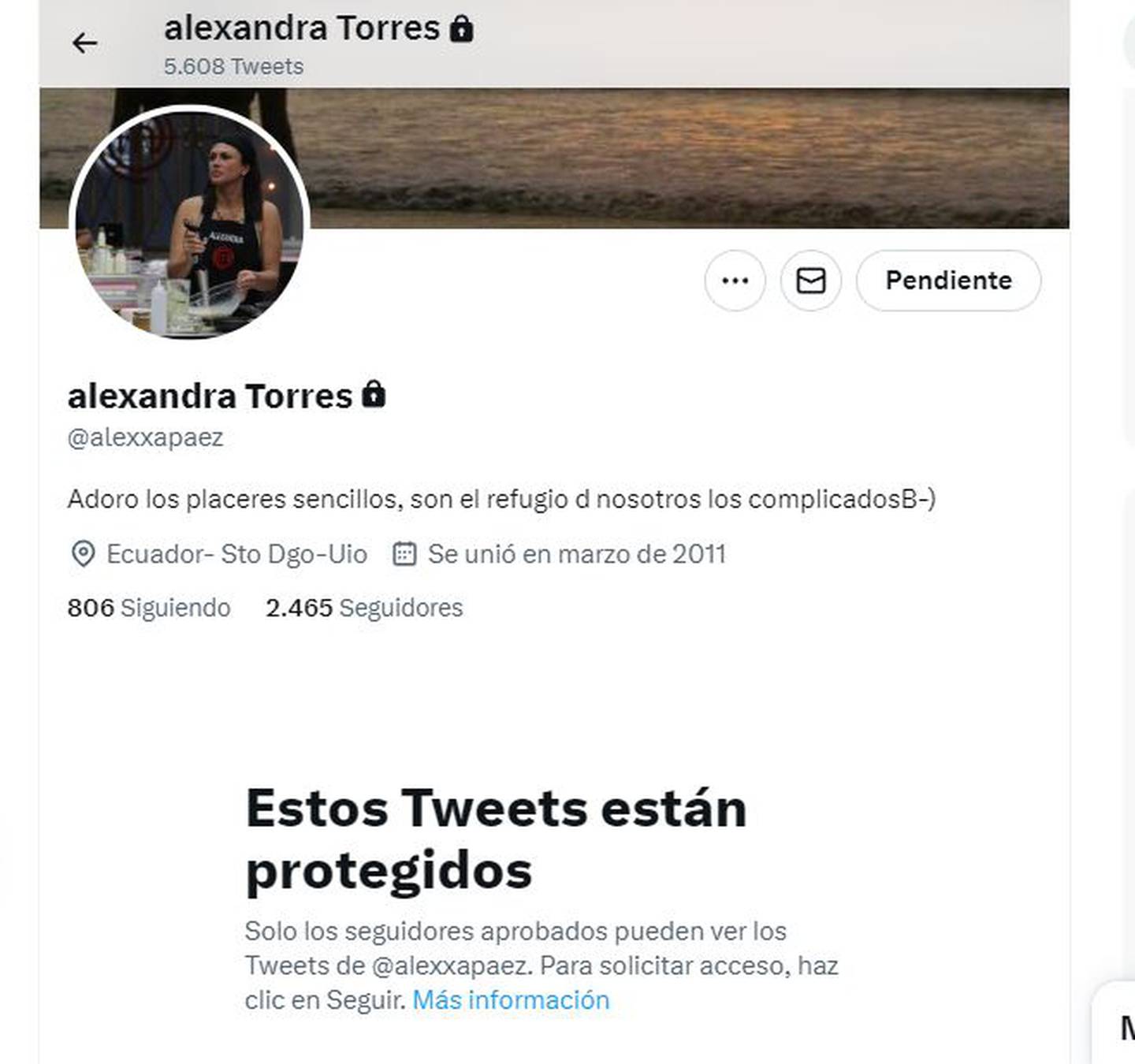 Alexandra puso privada sus redes sociales (Foto: Captura de pantalla)