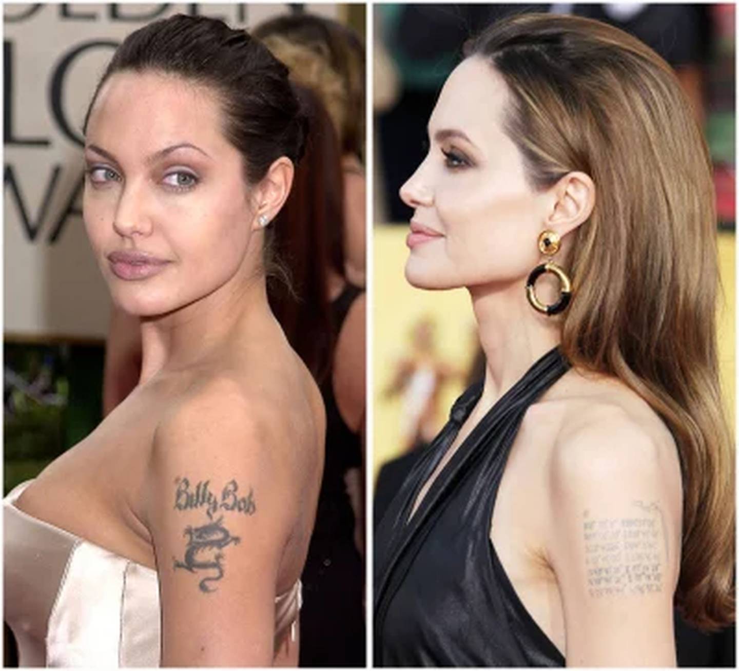 Así lucen los tatuajes de Angelina Jolie.