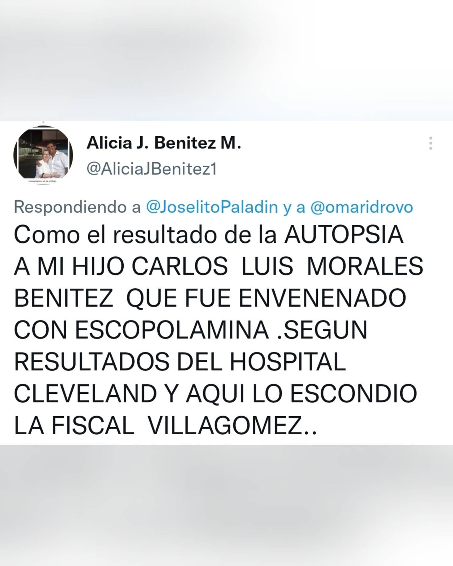 Tuits de madre de Carlos Luis Morales