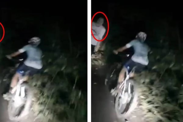 Dos ciclistas se toparon con un fantasma y uno hasta lo saludó