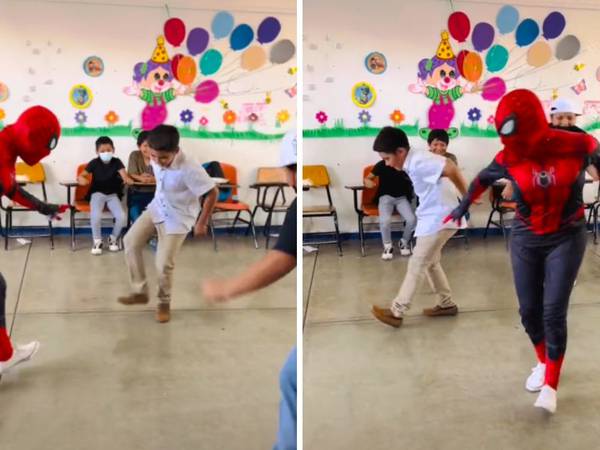 Maestra disfrazada de Spider-Man se vuelve viral al enseñar a sus alumnos a bailar cumbia