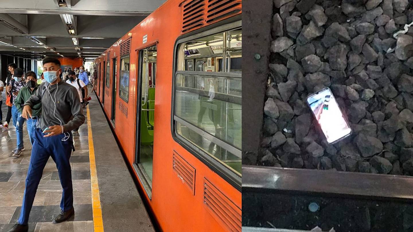Cayó por recoger su celular en las vías del metro