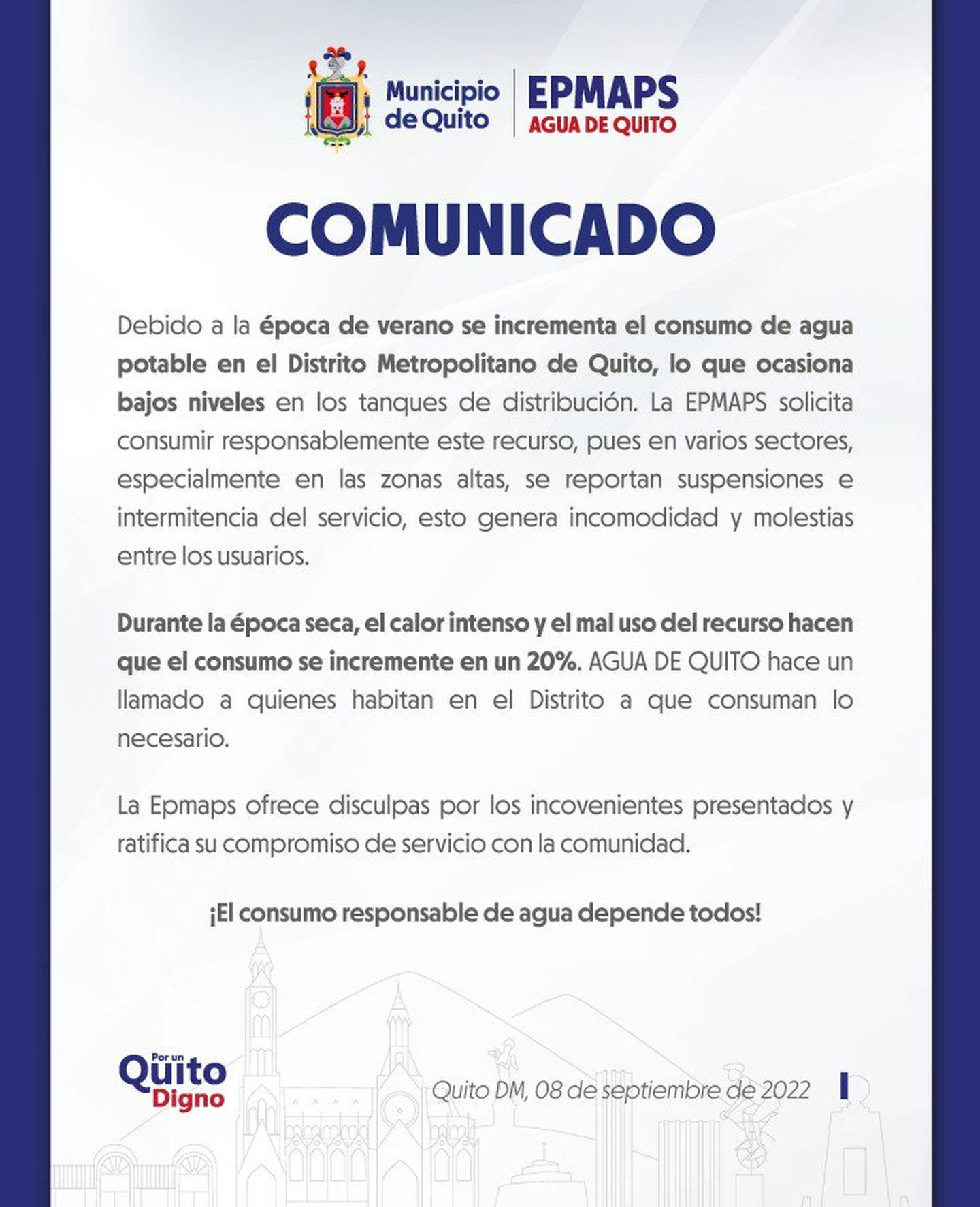 Comunicado Agua de Quito