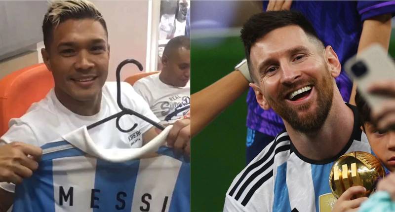 Teo Gutiérrez con la camiseta de Messi