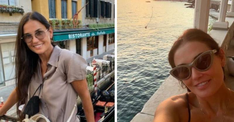 Demi Moore se tomó unas vacaciones de verano por Europa y se evidencia en su rostro que está en su mejor momento sentimental
