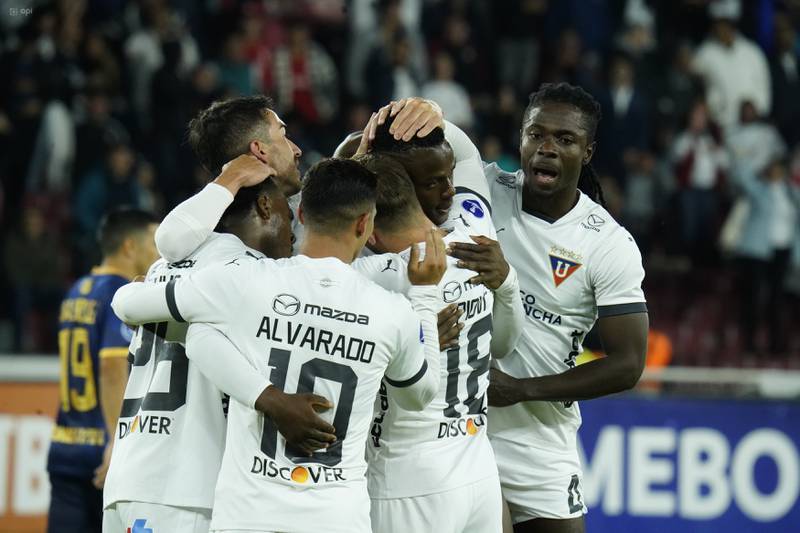 Festejo de gol de Liga de Quito ante Magallanes por Copa Sudamericana
