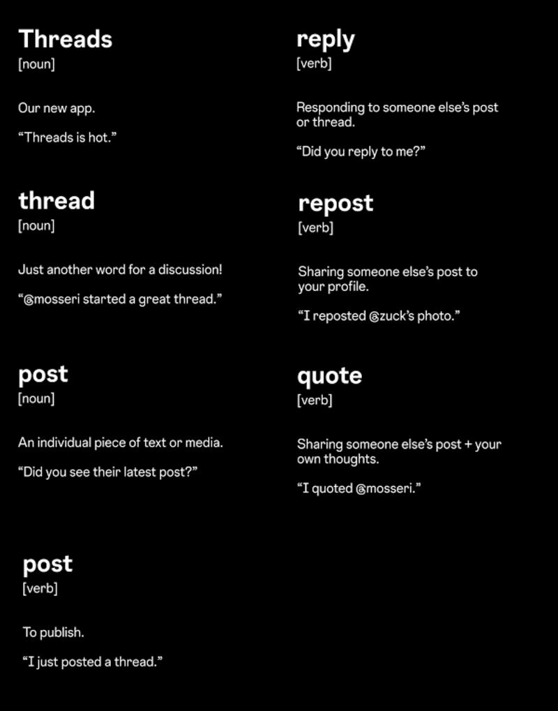 Diccionario de Threads