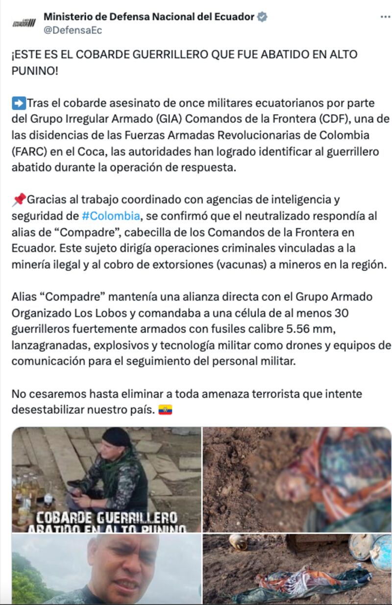 Comunicado del Ministerio de Defensa