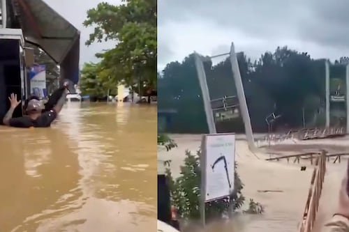 Video: impresionante momento en el que un río destruye un puente en Vietnam