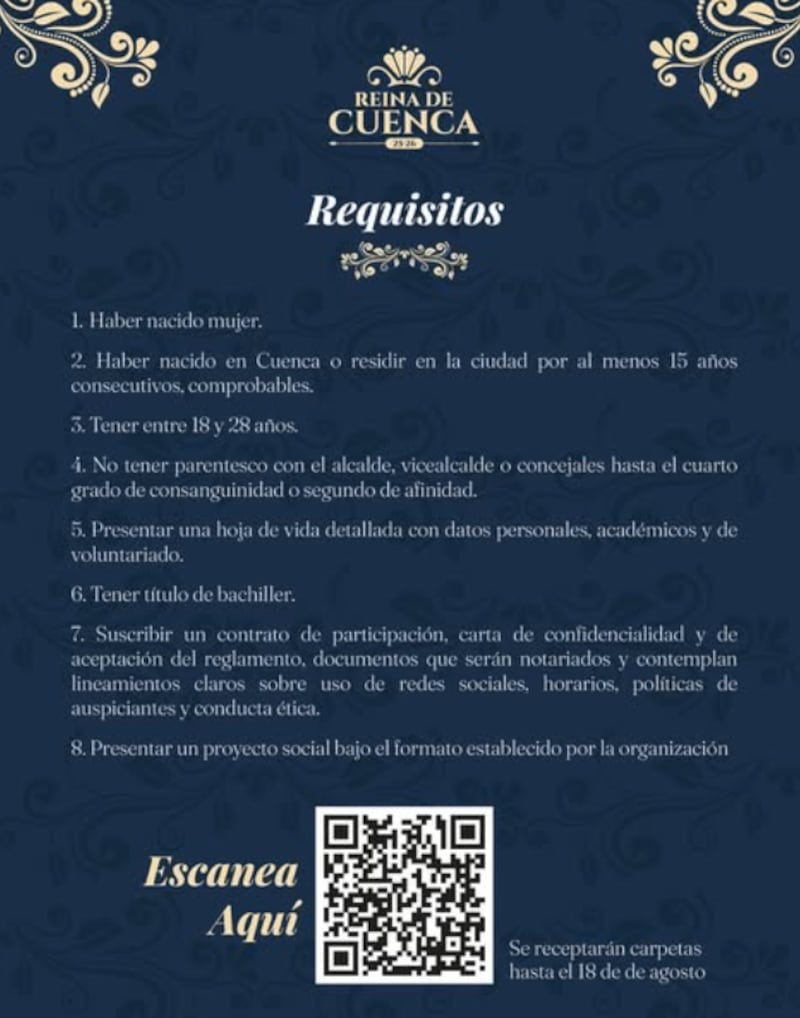 Inscripciones abiertas para el certamen Reina de Cuenca 2025