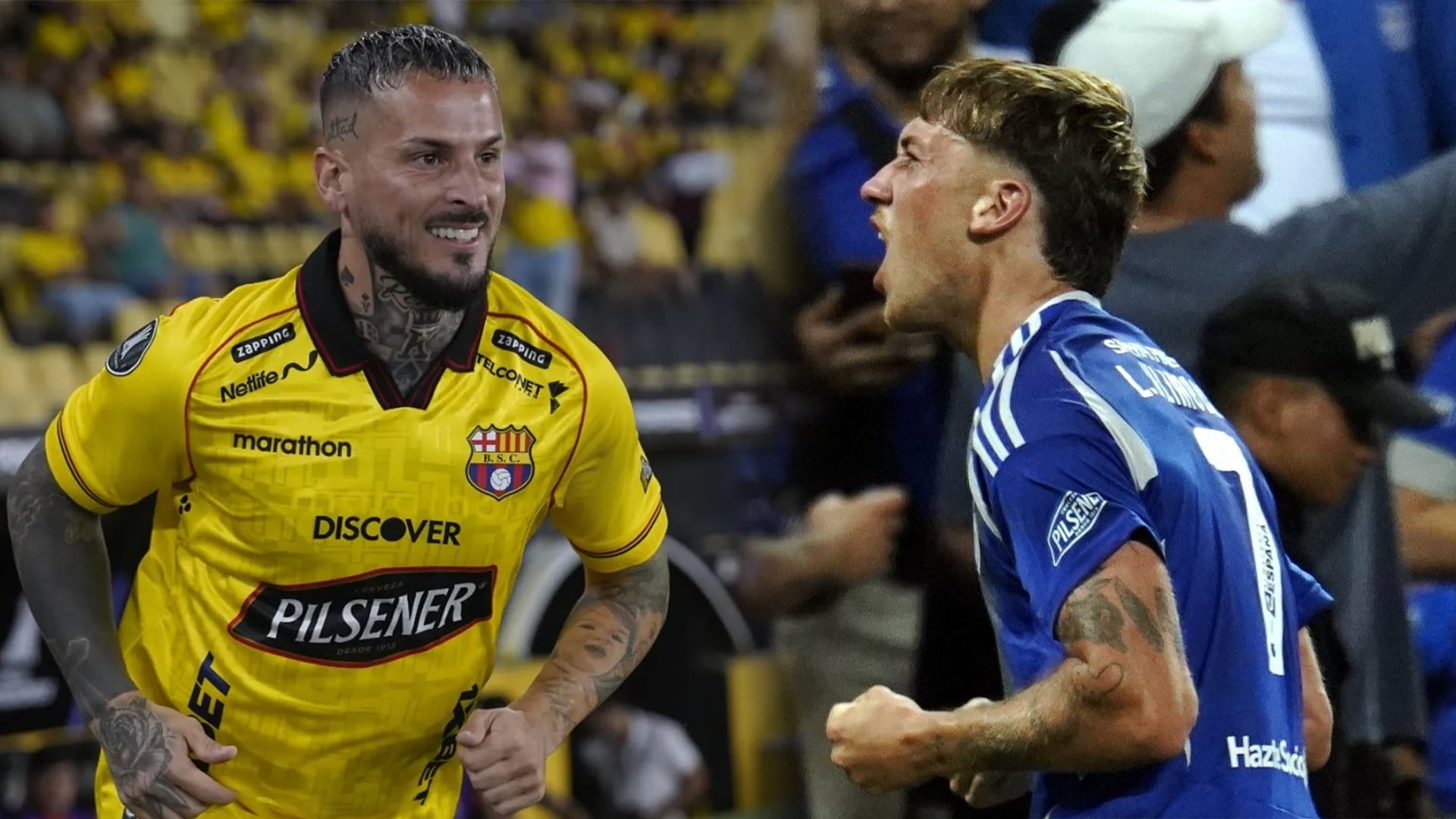 Darío Benedetto y Luca Klimowicz en el Barcelona SC vs. Emelec