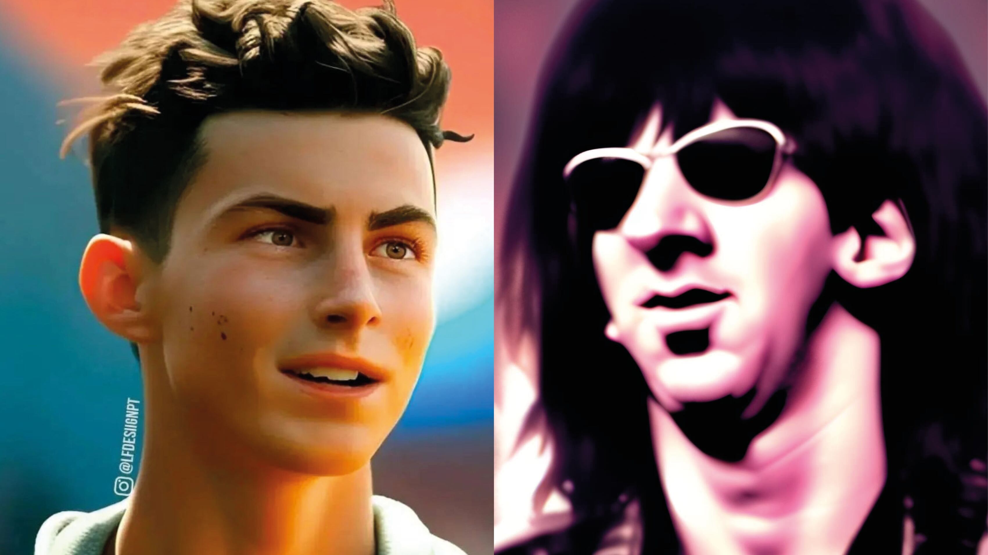 Cristiano Ronaldo y Messi como estrellas de rock