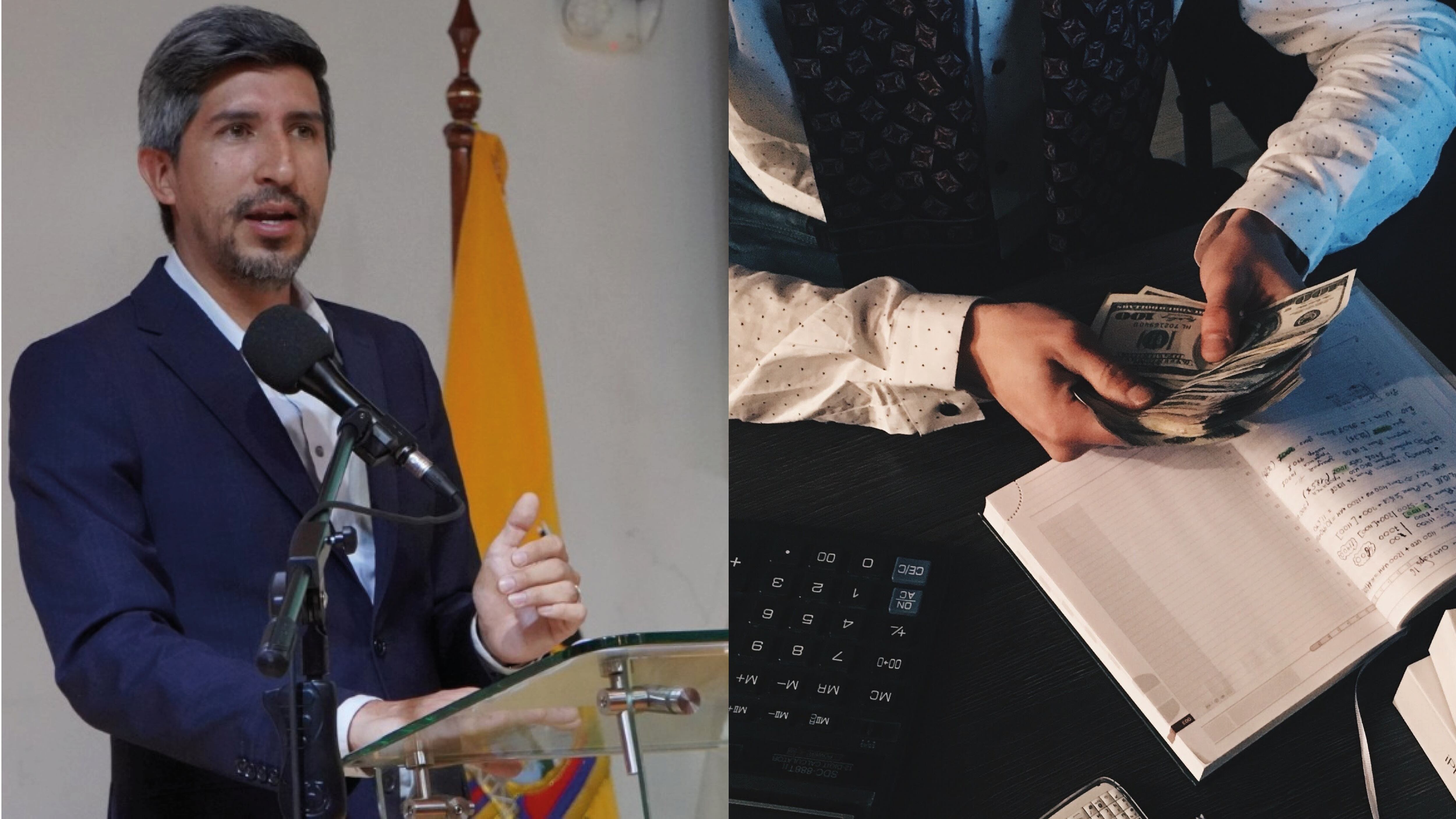 Director general del SRI, Francisco Briones, sobre el Programa de Mejora de la Administración Tributaria y Aduanera en rueda de prensa