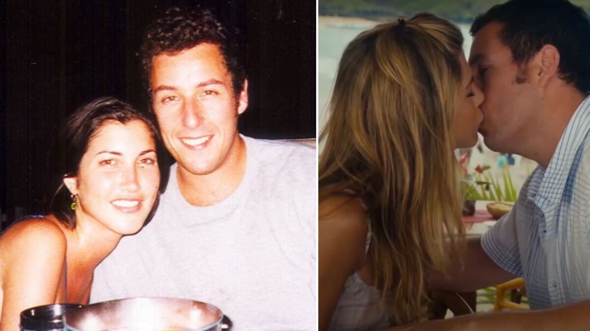 Adam Sandler tiene sus escenas de besos frente a su esposa