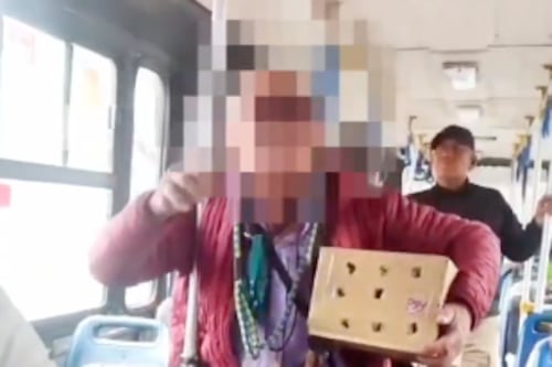 Esta es la multa que recibió el hombre que pedía dinero con animales en los buses de Quito