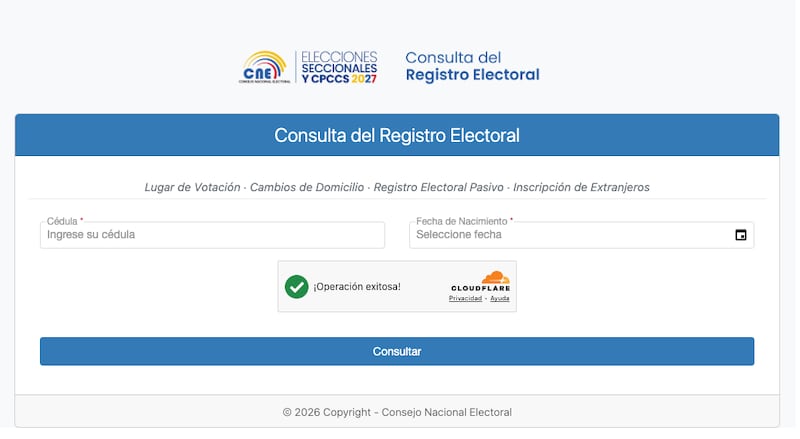El CNE habilitó la consulta en línea para verificar el lugar de votación en Ecuador.