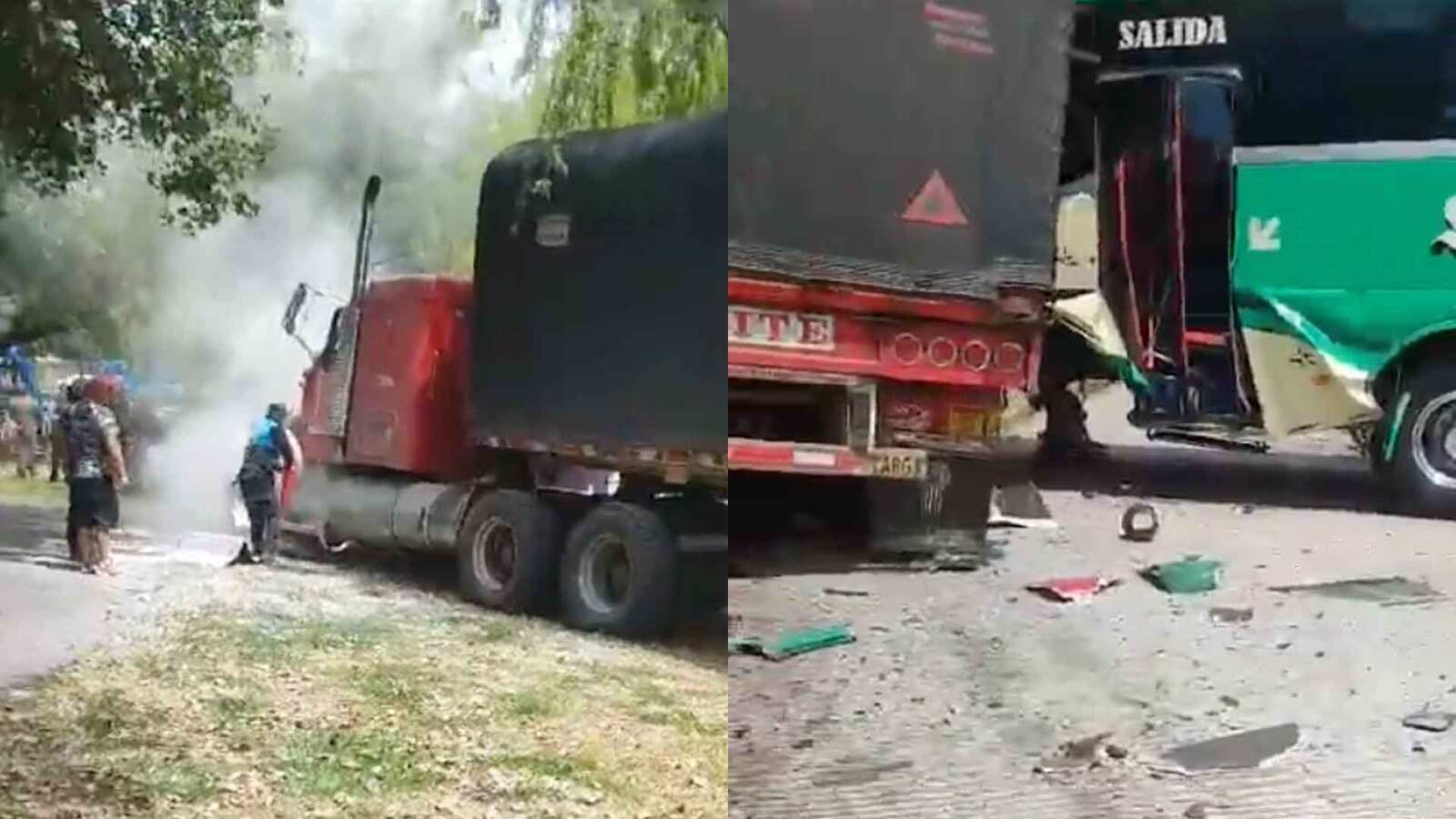 Un fallecido tras accidente de tránsito entre un trailer y un bus en el sur de Quito.