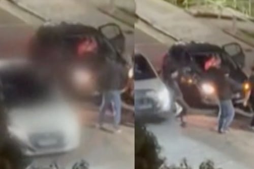 Lo empujó en medio de una discusión y terminó atropellado por un auto: el video es impactante