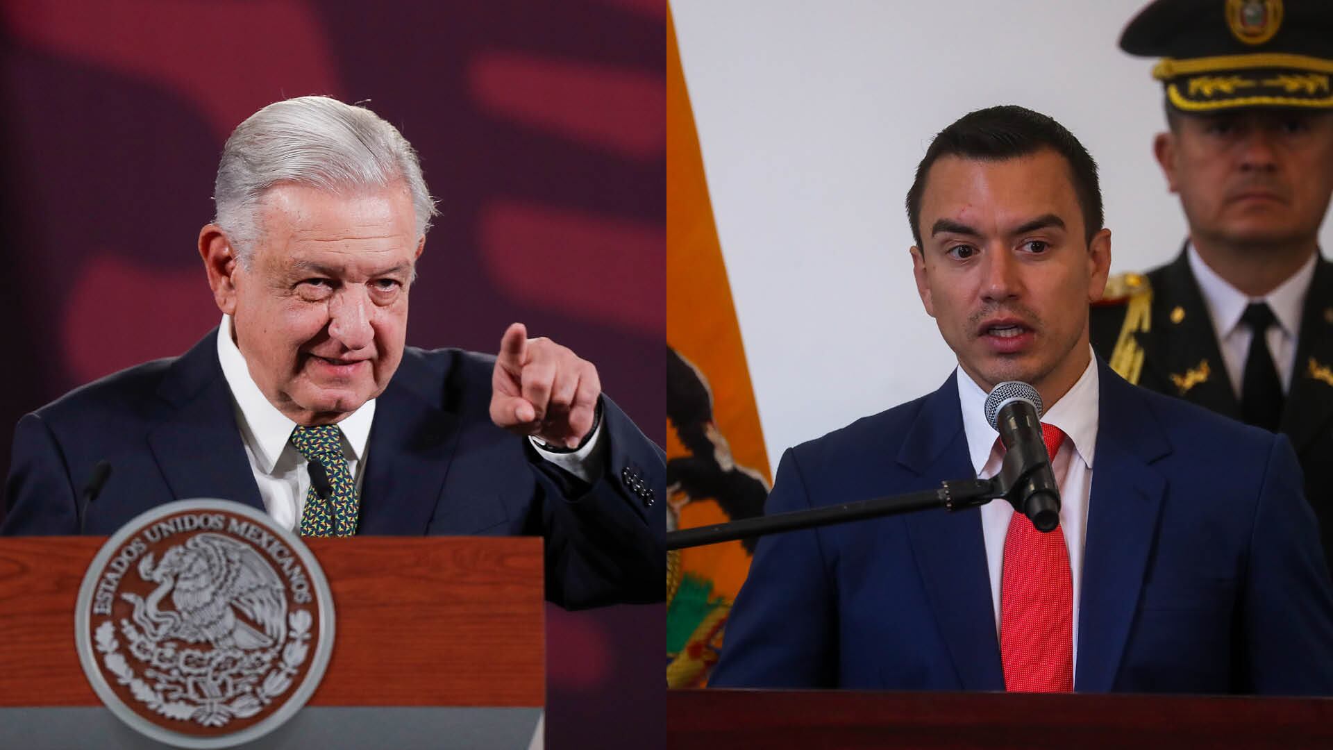 Presidente de México,  Andrés Manuel López Obrador y el presidente de Ecuador, Daniel Noboa