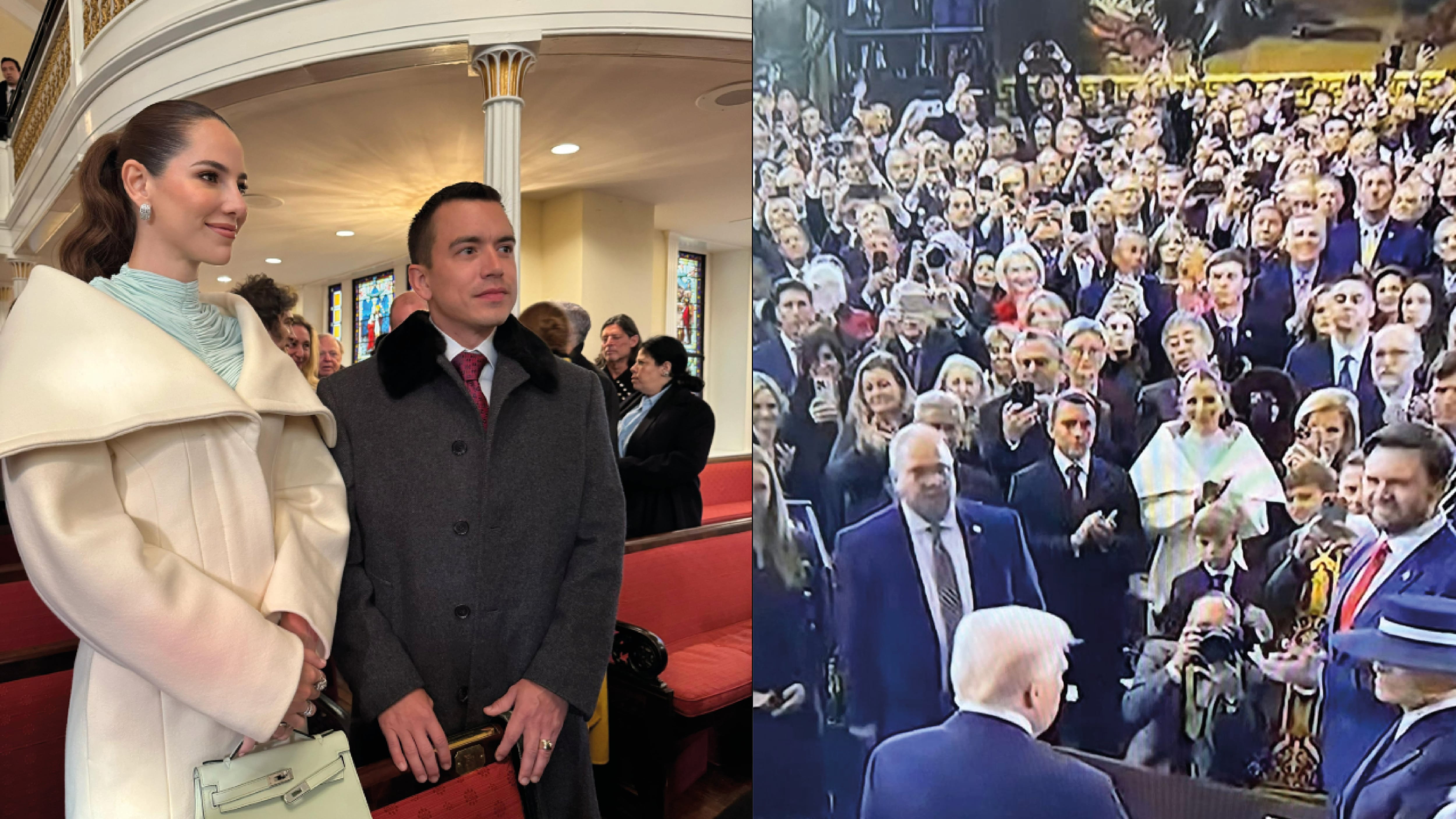 Daniel Noboa y Lavinia Valbonesi en la posesión de Trump