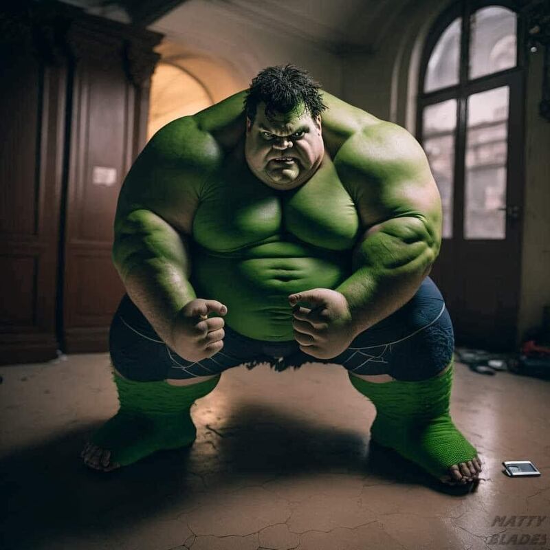 Hulk obeso según inteligencia artificial
