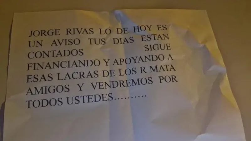 Panfleto con amenazas Santo Domingo