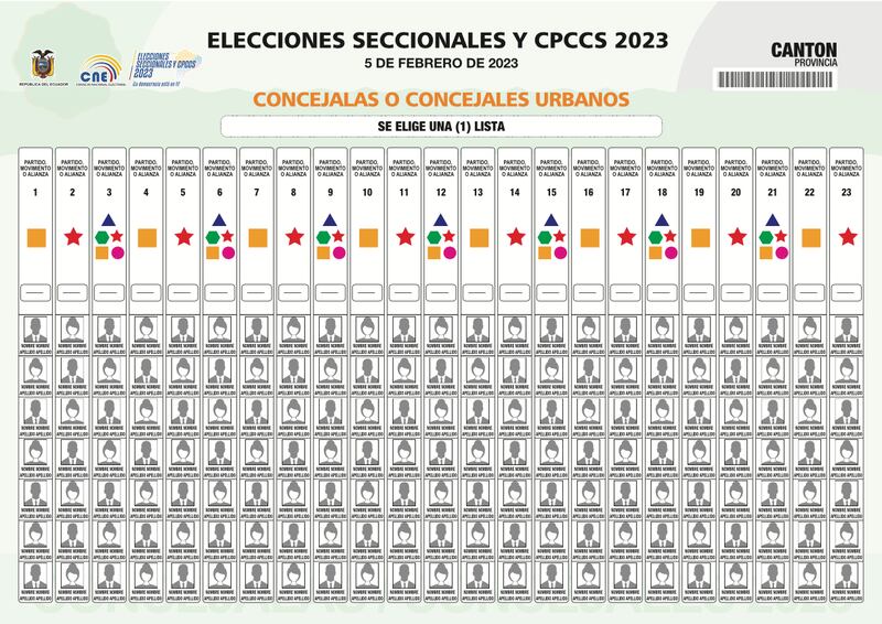 Papeleta para elegir concejales urbanos