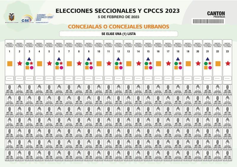 Papeleta para elegir concejales urbanos