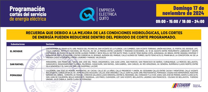 CORTE DE LUZ DOMINGO 17 DE NOVIEMBRE