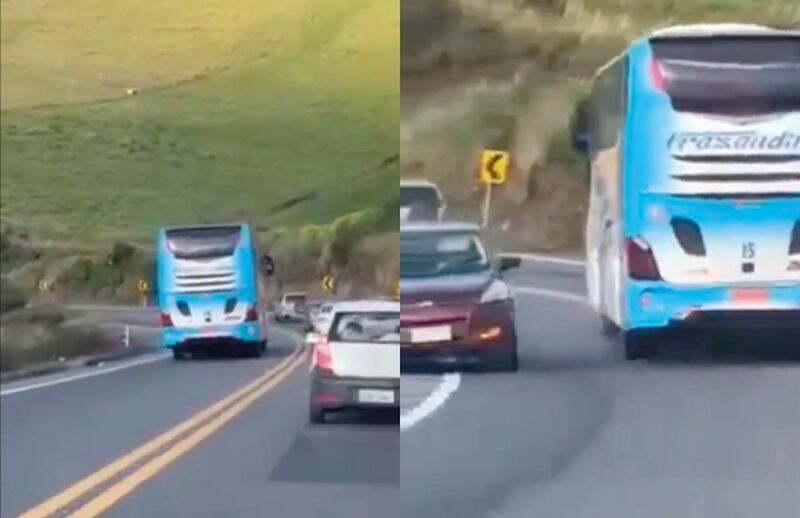 Espeluznante video muestra a bus que por poco causa un grave accidente de tránsito en Riobamba