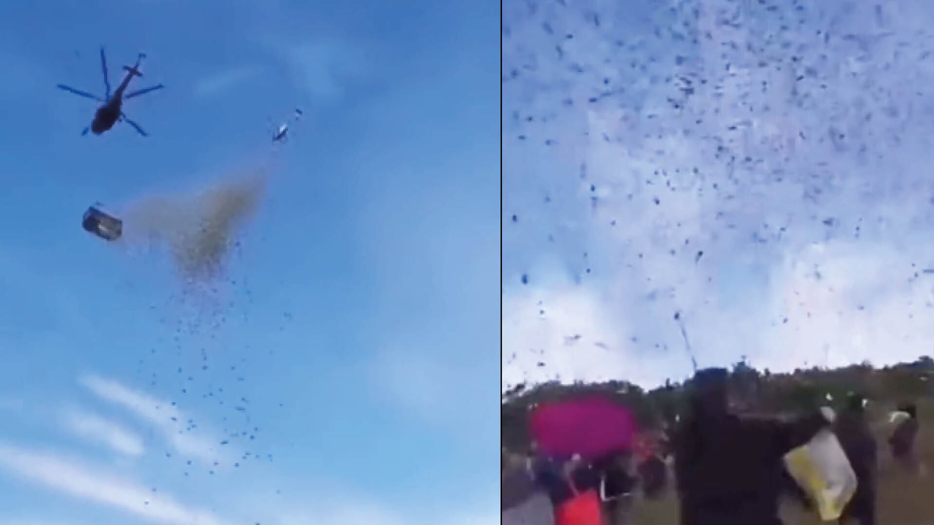 Reconocido influencer lanzó millones de dólares desde un helicóptero