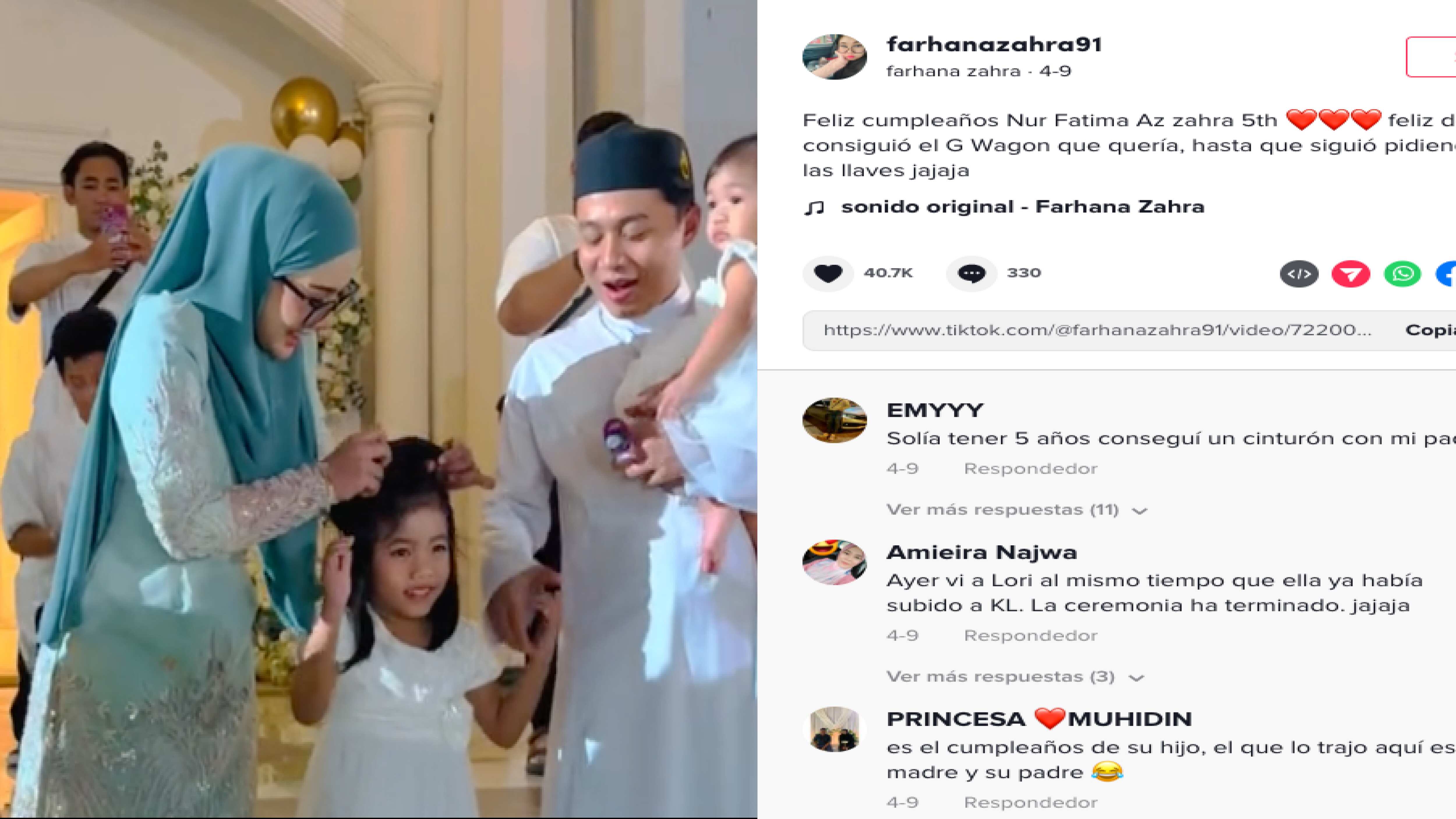 Padres regalan un auto a su hija de cinco años.