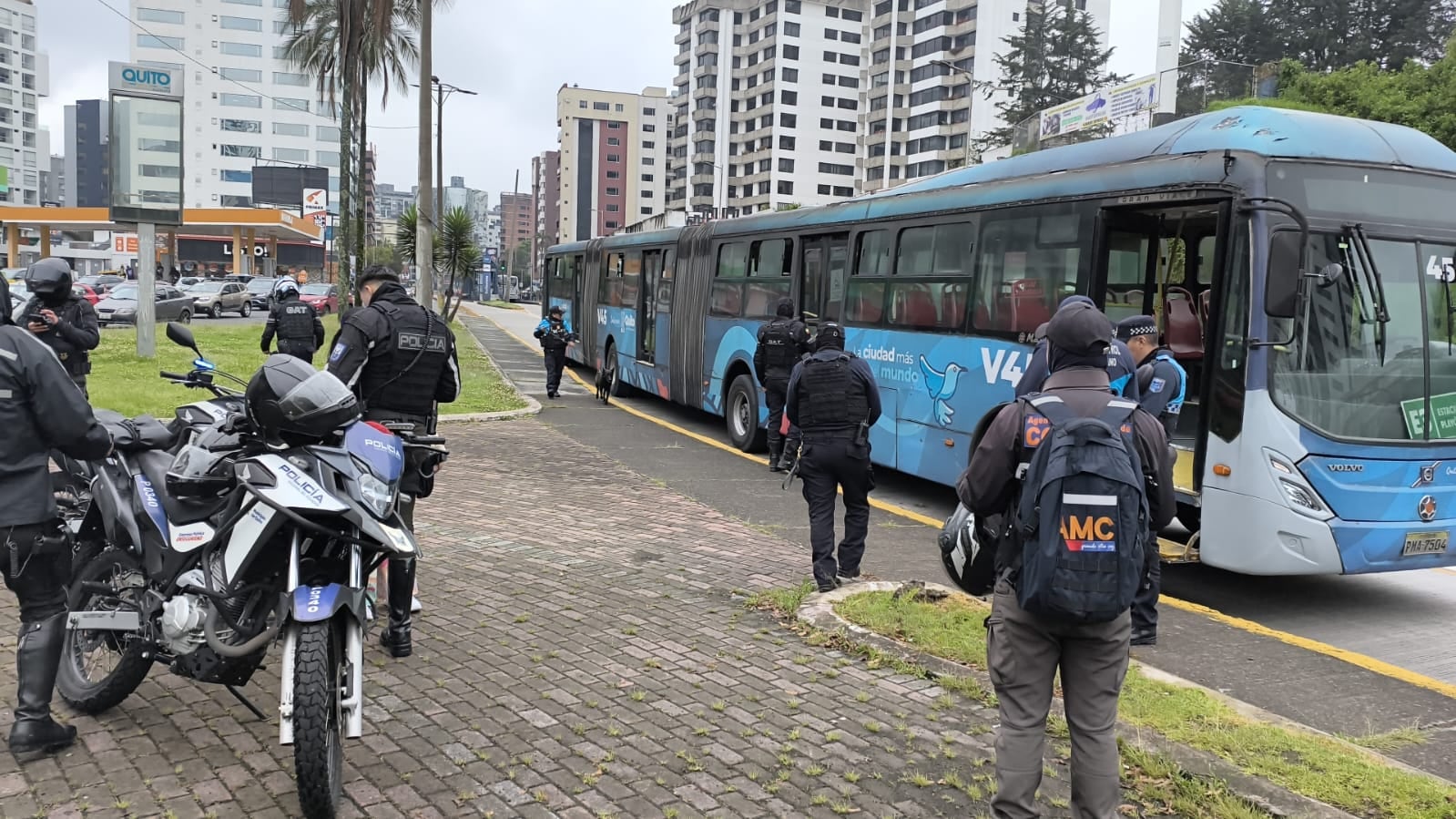 Frustran robo en una unidad de la Ecovía en en el norte de Quito. Foto: Secretaria de Seguridad