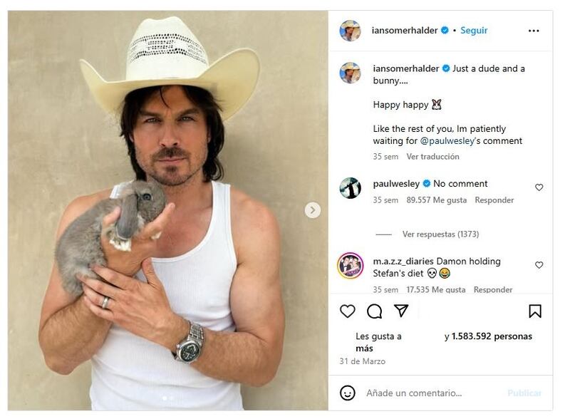 Ian Somerhalder lleva varios años retirado de la actuación