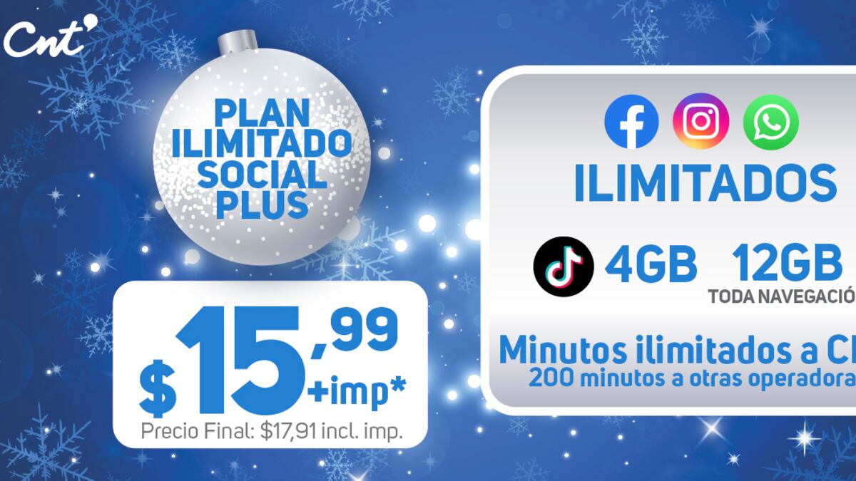 CNT presenta su exclusivo Plan Ilimitado Social Plus a un precio de 15,99 más IVA